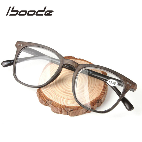iboode Retro Reading Glasses Women Men Wood Grain Black Frame Reading Eyeglasses Eye Prescription +1.0 1.5 2.0 2.5 3.0 3.5 4.0 ► Photo 1/6