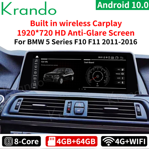 Krando Android 10.0 4G 64G 10.25'' Car Radio For BMW 5 Series F10 F11 2011-2016 NBT CIC Multimedia Radio Stand Screen Carplay ► Photo 1/5