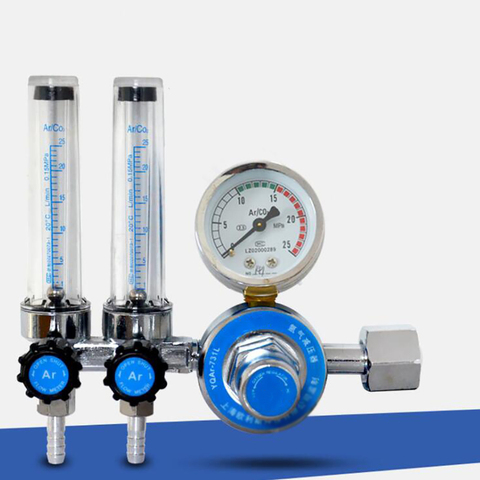 Argon Gas Flowmeter Regulator Shock-proof Pressure Reducer Gauge Single / Double Tube Flowmeter for Argon Arc Welding, G5/8 ► Photo 1/4