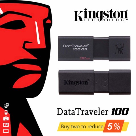 Original USB 3.0 Speed DataTraveler Kingston USB Flash Drive 16GB 32GB 64GB 16 32 64 GB Memory Pendrive Stick Pen Drive DT100G3 ► Photo 1/6