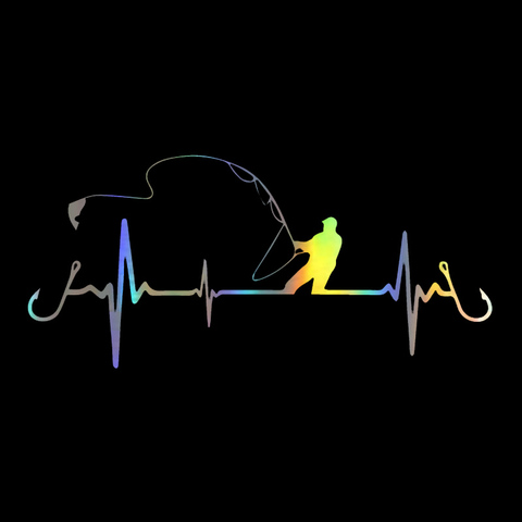 Car Sticker 3D Heartbeat  Fishing  Car Styling Funny Decorative Sticker Funny Decal Motorcycle Car Styling 16.7CM*7.7CM ► Photo 1/6