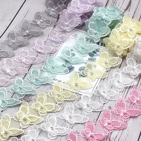 H724 Butterfly Flower Soluble Organza Lace Trim Knitting Wedding Lace Fabric Embroidered DIY Handmade Patchwork Ribbon Sewing ► Photo 1/6