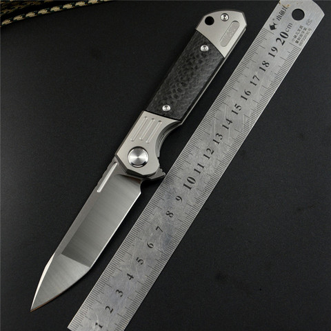 TwoSun Ts49 D2 Blade Folding Pocket Gentleman Knife Tactical Hunting Titanium Carbon Fiber Fast Open Flipper Gift  EDC Tools ► Photo 1/6