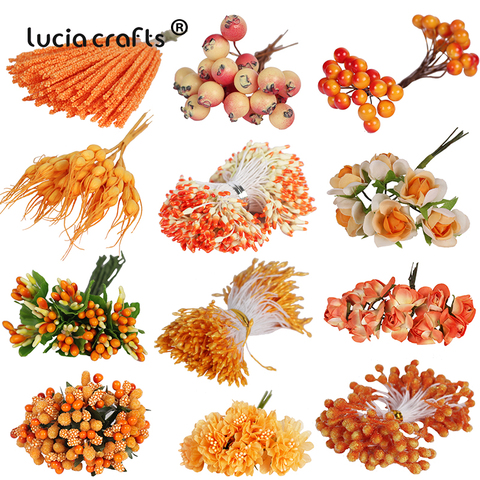 6/10/12/50/70/288pcs Mixed Orange Flower Cherry Stamen Berries Bundle Christmas DIY Decor D0313 ► Photo 1/6