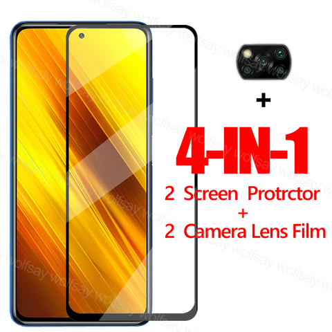 2.5D Screen Protector For POCO X3 Glass For POCO C3 X3 X2 M2 F2 Pro Tempered Glass Protective Phone Film POCO X3 Camera Protecor ► Photo 1/6