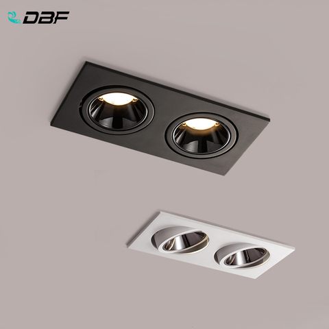 [DBF]2022 Double Heads Anti-glare Square LED COB Recessed Downlight 14W 24W LED Ceiling Spot Light Kitchen Living room Indoor ► Photo 1/6