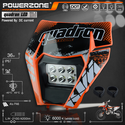 PowerZone Motorcycle LED Headlight Headlamp Head Light Supermoto Fairing For KTM EXC SXF MX Dirt Bike Enduro LED Headlight ► Photo 1/6