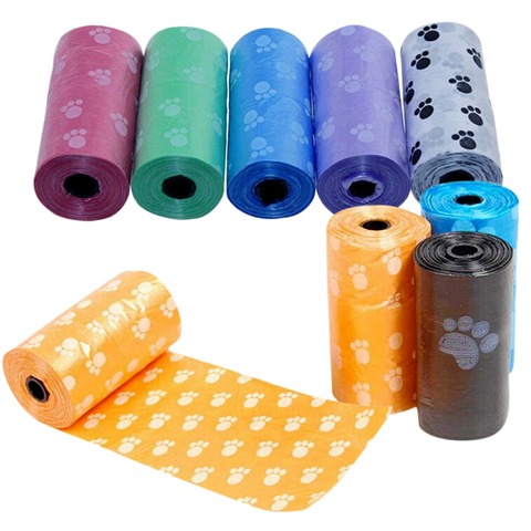 15 Pcs/1Rolls Pet Dog Degradable Clean Poop Waste Bag High Density Polyethylene Dog Printing Carrier Bags ► Photo 1/6