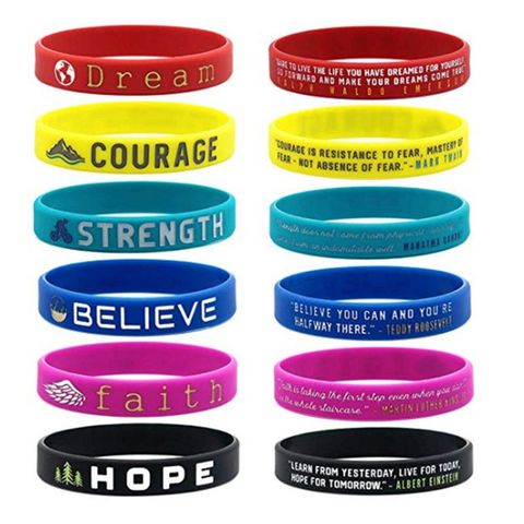 Motivational Silicone Rubber Wristbands Inspirational Bracelet Dream Courage ► Photo 1/6