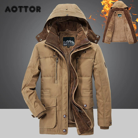 Winter Men Hooded Parkas Fur Linner Thicken Jacket Male Casual Overcoat Hat Detachable Coats Man Jaqueta Masculina Plus Size 4XL ► Photo 1/6