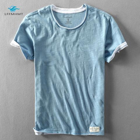 Men Summer Fashion Brand Japan Style Bamboo Cotton Solid Color Short Sleeve T-shirt Male Casual Simple Thin White Tee Tshirts ► Photo 1/5