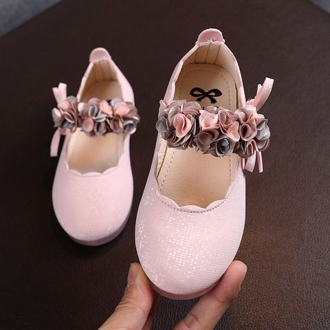 Children's Flats Lace Big Flower Princess Party Performance Shoes Big Student Girl Shoes for Kids Soft Sole Leather Flats ► Photo 1/6