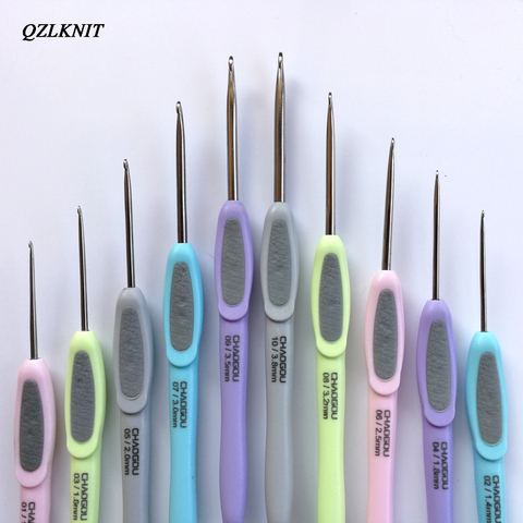 QZLKNIT Hand grinding stainless steel Crochet Skid resistant Curved handle arc Fine crochet hook DIY Knitting Needle Sewing Tool ► Photo 1/6