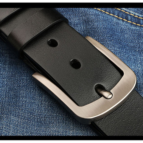 140 150 160 170cm Plus Size Genuine Leather Belt Men's Casual Metal Pin Detachable Buckle Straps Male Belt Ceintures Jeans Belts ► Photo 1/6