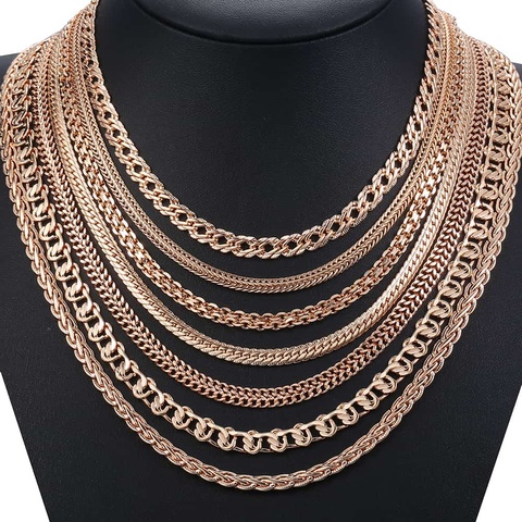 Womens Necklace Fashion Jewelry Foxtail Snail Weaving Hammered Link Chain 585 Rose Gold Color Necklace for Women 50/60cm LCN01 ► Photo 1/6