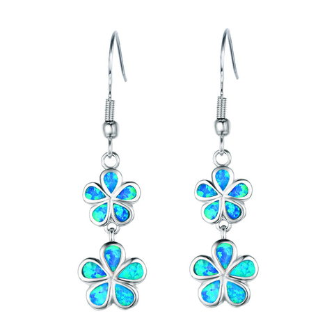 FDLK New Fashion Flower Long Dangle Earrings Blue Fake Fire Opal Drop Earrings for Women's Party Jewelry Accessories ► Photo 1/6