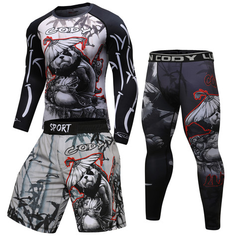 jiu jitsu Rashguard men's t-shirts hosen mma shorts bjj Boxeo kickboxing jerseys rash guard Gym Clothing mma Boxing T-shirt set ► Photo 1/6