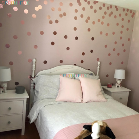 Shiny Rose Gold Polka Dots Wall Stickers Circles DIY Stickers for Kids Room Baby Nursery Room Home Decoration Wall Decals Vinyl ► Photo 1/6
