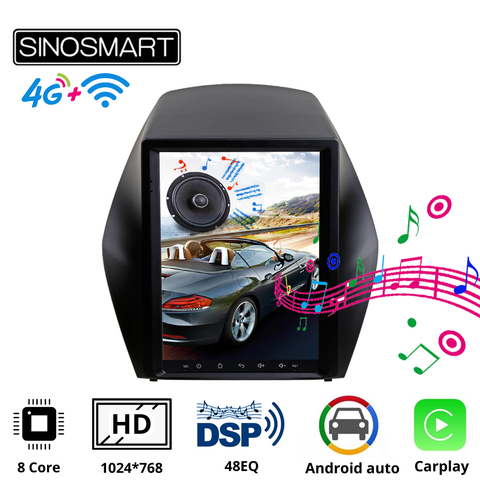 Sinosmart 8 Core,DSP Tesla Style Vertical HD Screen Car Gps Multimedia Navigation Player for Hyundai IX35 I35 Tucson 2009-2015 ► Photo 1/3