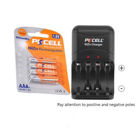 4PCS PKCELL aaa NIZN Rechargeable Batteries 900mwh 1.6v ni-zn batteries and nizn Battery Charger For 2 To 4Pcs AA or AAA batteri ► Photo 1/6