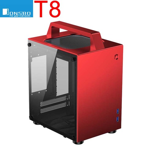 Jonsbo T8 ITX portable MINI aluminum chassis Side transparent Small computer handle case ► Photo 1/6