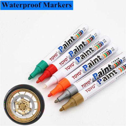 1pcs waterproof color markers durable white markers pneumatic markers rubber fabric metal paint permanent face  paint marker pen ► Photo 1/6