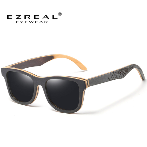 EZREAL Brand Designer wood Sunglasses New Men Polarized Black Skateboard Wood Sunglasses Retro Vintage Eyewear Dropshipping ► Photo 1/6