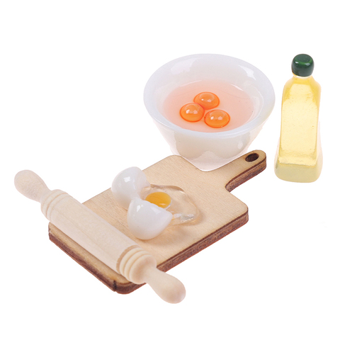 5Pcs/Set Cute Rolling Pin Egg Bowl Olive Oil Set Kitchen Accessories 1:12 Dollhouse Miniature ► Photo 1/6