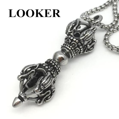 LOOKER Hot Sale Popular New 2022 Stainless Steel Vajra Pestle Pendant Can bring Lucky For Man Pendant Necklace Buddhism Jewelry ► Photo 1/6