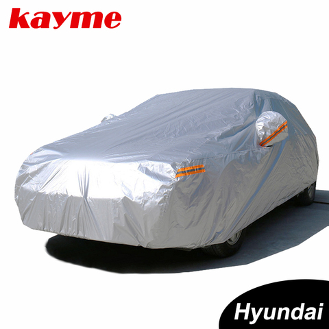 Kayme Waterproof full car covers sun dust Rain protection for Hyundai solaris ix35 i30 tucson Santa Fe accent creta i20 ix252017 ► Photo 1/6
