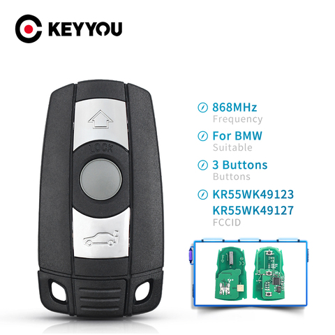 KEYYOU Replacement 868MHz 3 Buttons Control Car Smart Remote Control Key KR55WK49123 For BMW E60 E61 E70 E71 E72 E81 E82 E87 E88 ► Photo 1/6