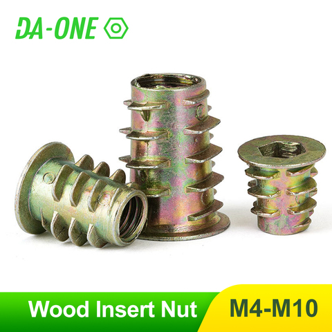 10/25/50Pcs M4 M5 M6 M8 M10 Zinc Alloy Thread For Wood Insert Nut Flanged Hex Drive Head Woodworking Furniture Nuts ► Photo 1/5