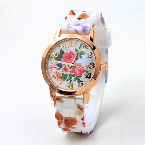 Fashion Luxury Printed Silicone Strap Clock Quartz Ladies Watch Women Flower Pattern Multi-Color Wristwatch orologio donna reloj ► Photo 1/6