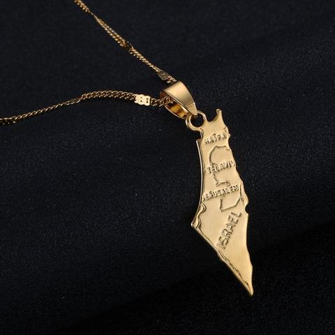 Israel Map West Bank Pendant Necklaces Women Men Map of Israel Chain Jewelry ► Photo 1/5