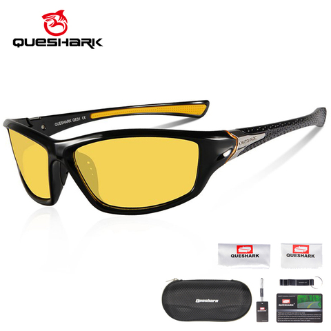 QUESHARK TR90 Night Version HD Polarized Sunglasses Fishing Eyewear Cycling Glasses For Men Women Sport Hiking Running Golf ► Photo 1/6