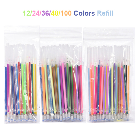 12/24/36/48/100 PCS/lot Multi-color Gel Pen Refills Painting Drawing Glitter Highlighters Pen Art Markers School Office Supplies ► Photo 1/6