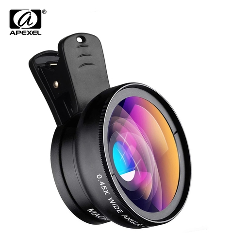 APEXEL 2 in 1 HD Camera Lens 0.45x Super Wide Angle&12.5x Macro Mobile Lens phone lens For iPhone 11 Xiaomi Samsung ► Photo 1/6