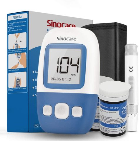 Sinocare Safe AQ Angel Blood Glucose Meter Glucometer and Test Strips Needles Sugar Monitor Diabetes Tester Home Medical Device ► Photo 1/6