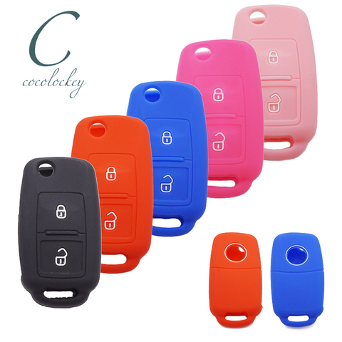 Cocolockey Silicone Car Key Cover for VW Amarok Polo Golf MK4 Bora Jetta Altea for Skoda Octavia Fabia Amarok for Seat 2 Buttons ► Photo 1/6