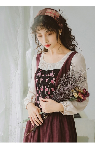 2022Autumn Winter New Arrival Retro  Round Collar Flower Embroidery Long Sleeve Woman Cotton Long Dress ► Photo 1/6