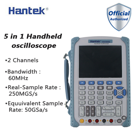 Hantek DSO8060 Handheld Oscilloscope 5 in 1 DMM Spectrum Analyzer Frequency Counter Arbtrary Waveform Generator LCD Display ► Photo 1/6