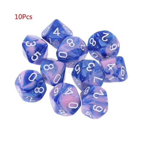 OOTDTY 10pcs/set 10 Sided D10 Polyhedral Dices Numbers Dials Desktop Table Board Game ► Photo 1/5