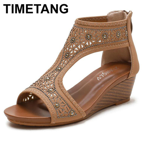 TIMETANGSummer Women Premium Orthopedic Open Toe Sandals Vintage Anti-slip Breathable Leather Casual Female Platform Retro Shoes ► Photo 1/6