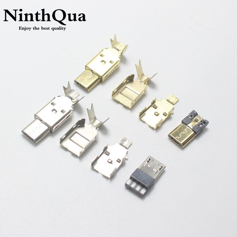 1/2/5set Nickel/Gold Plated Micro USB 5PIN Welding Type Male Plug Connector Charger 5P USB Tail Charging jack 3 in 1 Metal Parts ► Photo 1/6