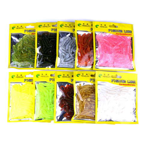 HENGJIA 50pcs/Lot Fishing Lures Soft Fishing Tackle Wobblers Artificial Bait Soft Worm Silicone Bait ► Photo 1/6