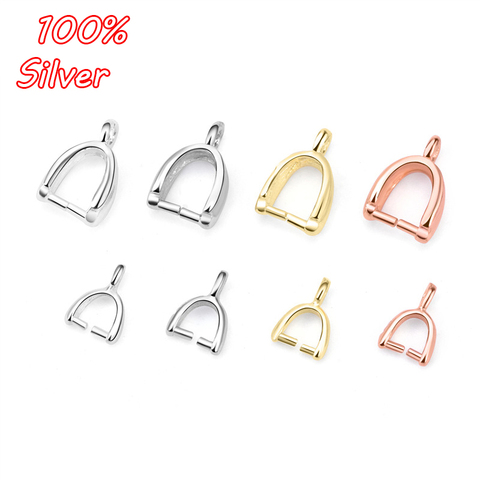 4pcs 925 Sterling Silver Pendant Clip Clasp Pinch Bail Pendant Connectors Bail Beads Jewelry Findings DIY Jewelry Accessories ► Photo 1/5