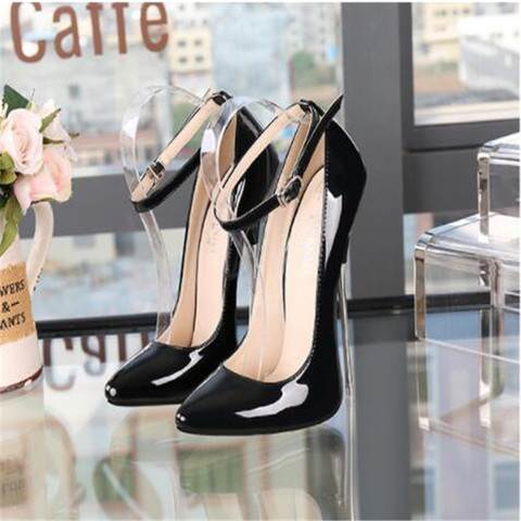 Women's high heels Sexy summer clothes shiny surface color buckle solid heel good Pointed material high heels woman Size 35-44 ► Photo 1/6