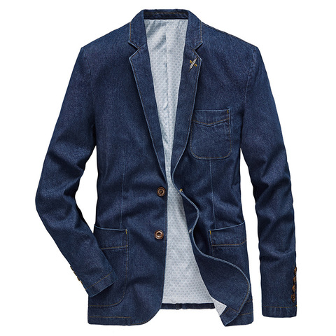 M-4XL Denim Blazer Men Jacket Cotton Autumn Spring Fashion Male Clothes Slim Fit Business Jean Coats Men Casual Suits  MY189 ► Photo 1/6