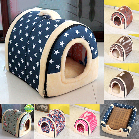 Pet Dog Keep Warm House Nest With Mat Foldable Removable Cover Pet Dog Cat Bed House For Small Medium Dogs DB701 ► Photo 1/6