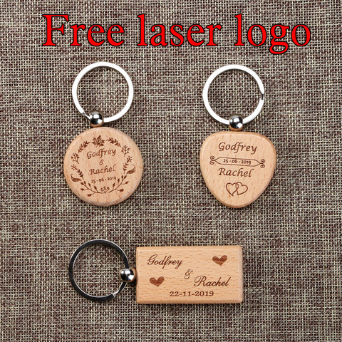 2022 free laser logo Blank Round Rectangle Wooden Key Chain DIY Promotion Wood keychains wedding gift ► Photo 1/6